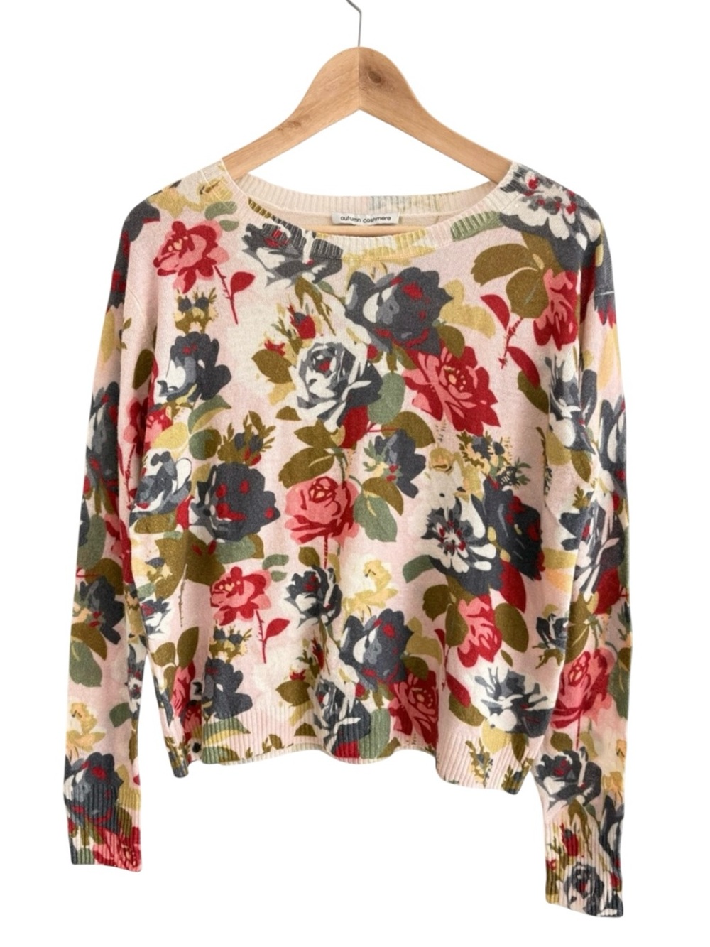 Autumn Cashmere Floral Cashmere Sweater Size M Lightweight Cottagecore Coquette